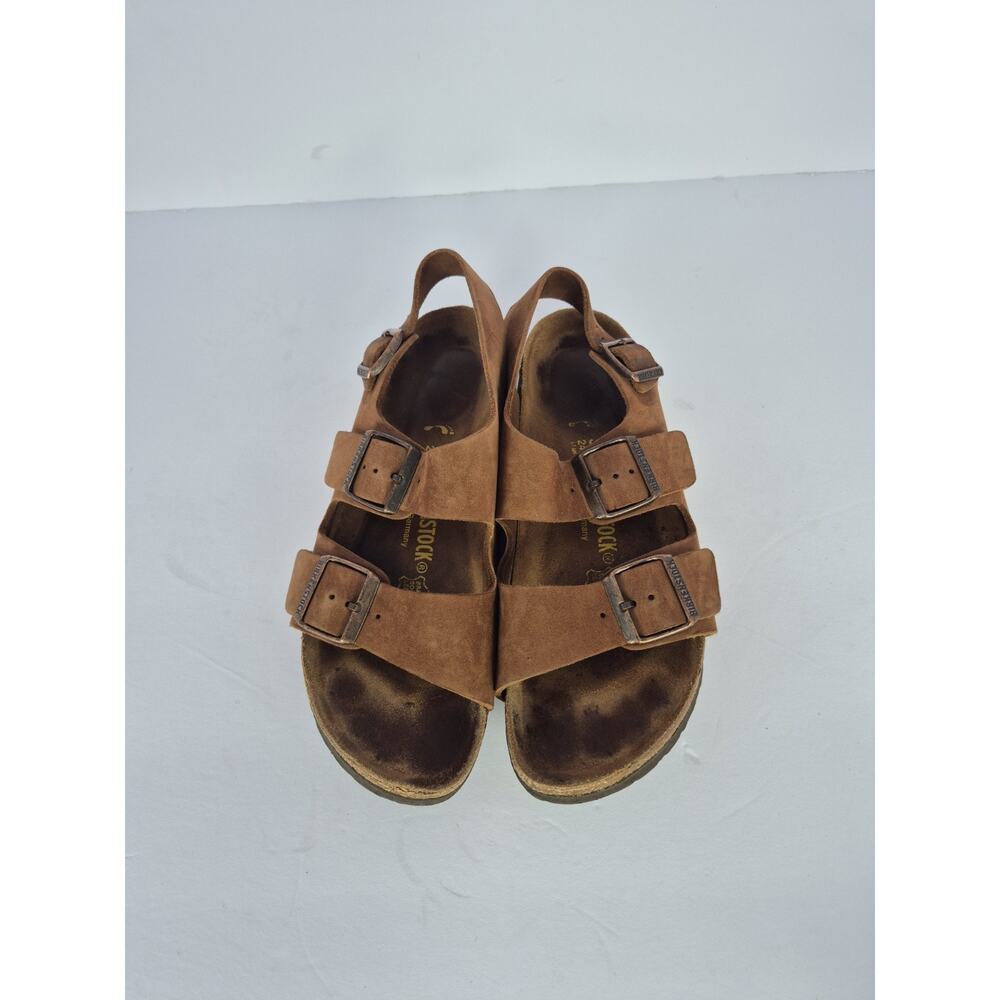 Birkenstock Brown Suede Three-Strap Sandals
